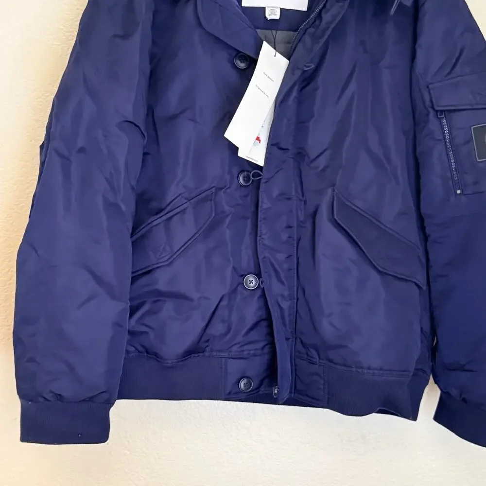 $228 Calvin Klein Oversized Hooded Water Resistant Puffer Bomber Jacket Navy 2XL